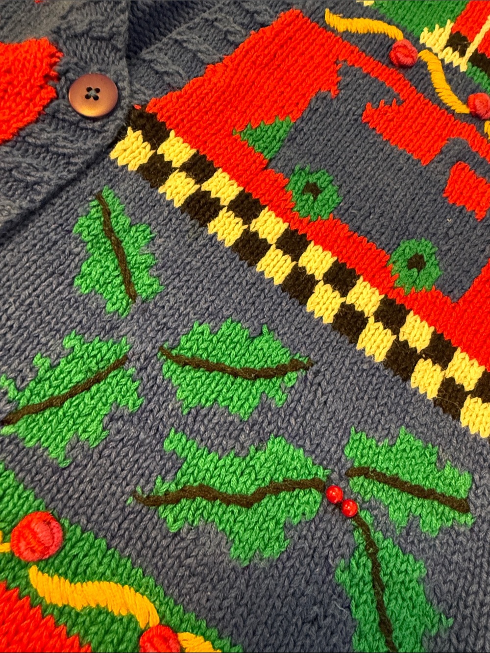 Vintage Talbots Knitted Blue Holiday Sweater Vest - Picture 3 of 6